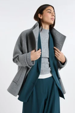 Manteau à col cheminée avec laine