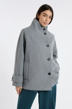 Manteau à col cheminée avec laine