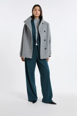 Manteau à col cheminée avec laine