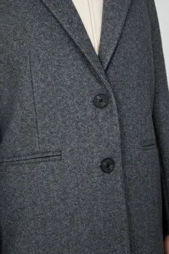 Manteau mi-long coupe droite avec laine