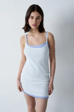 Nuisette courte en coton en pointelle