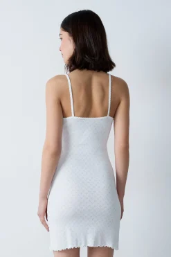 Nuisette courte en coton en pointelle