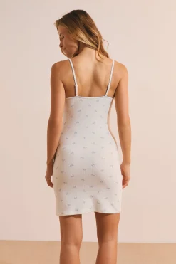Nuisette en coton pointelle à motifs croissants