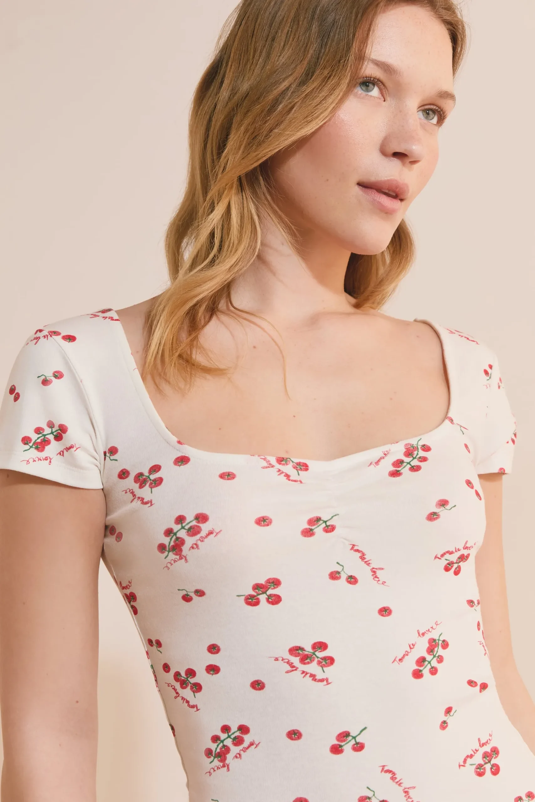 Nuisette à motifs tomates en coton