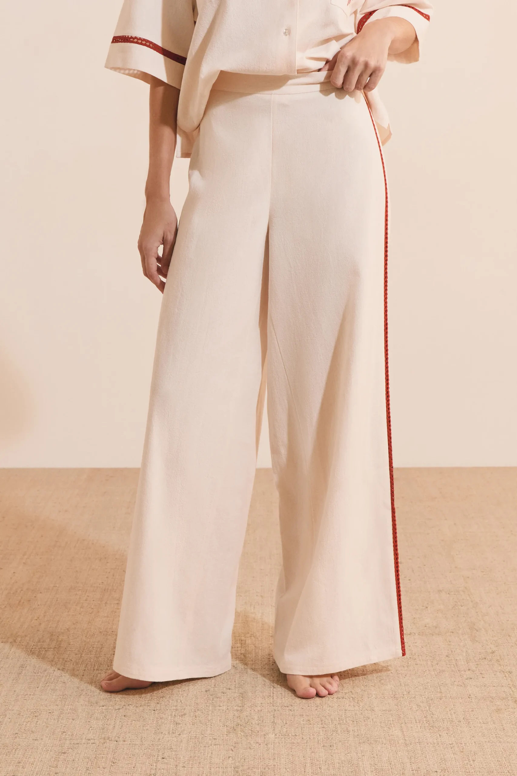 Pantalon de pyjama avec bandes sur les côtés en coton