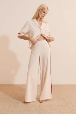 Pantalon de pyjama avec bandes sur les côtés en coton