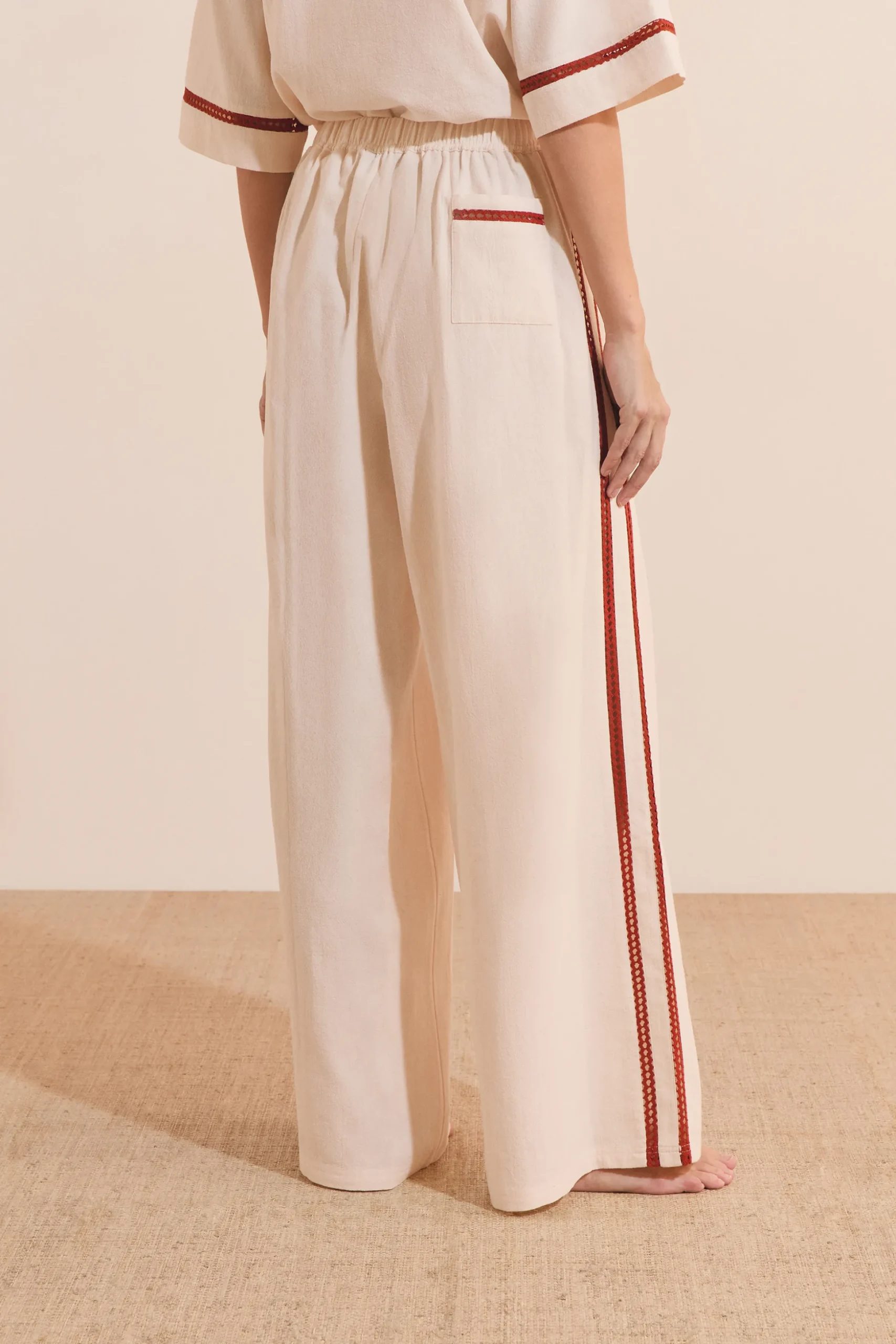 Pantalon de pyjama avec bandes sur les côtés en coton