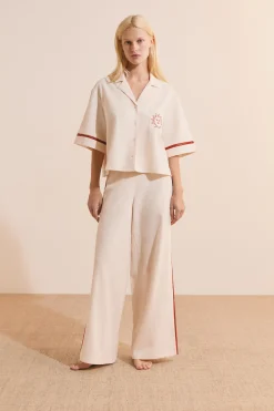 Pantalon de pyjama avec bandes sur les côtés en coton