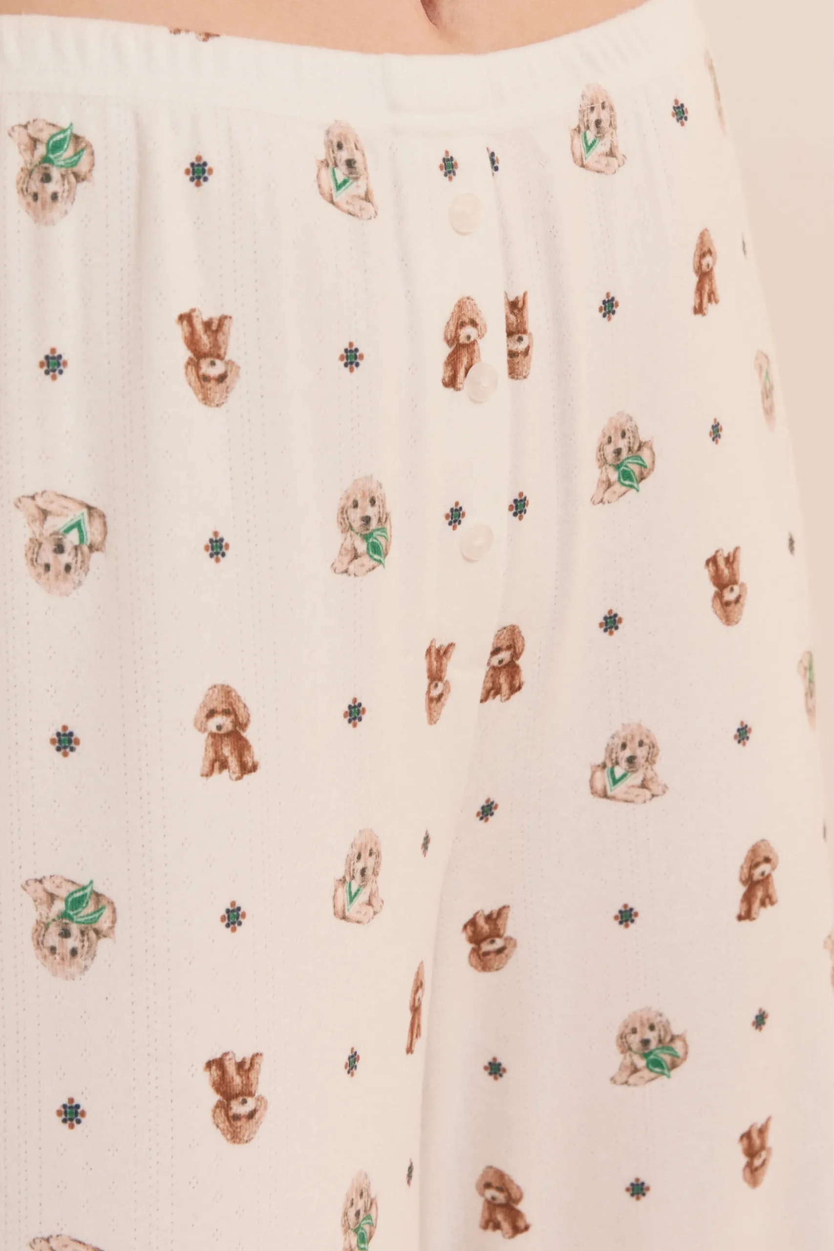 Pantalon de pyjama avec boutons à motifs chiens