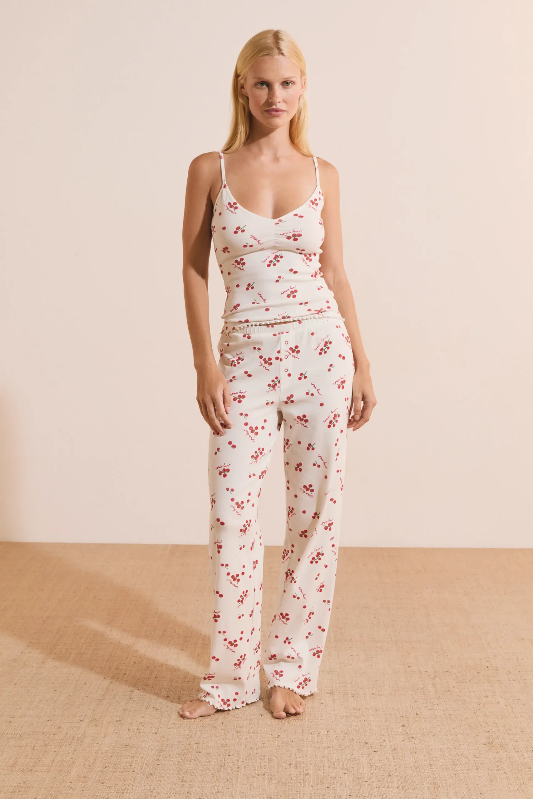 Pantalon de pyjama avec coton et motifs tomates