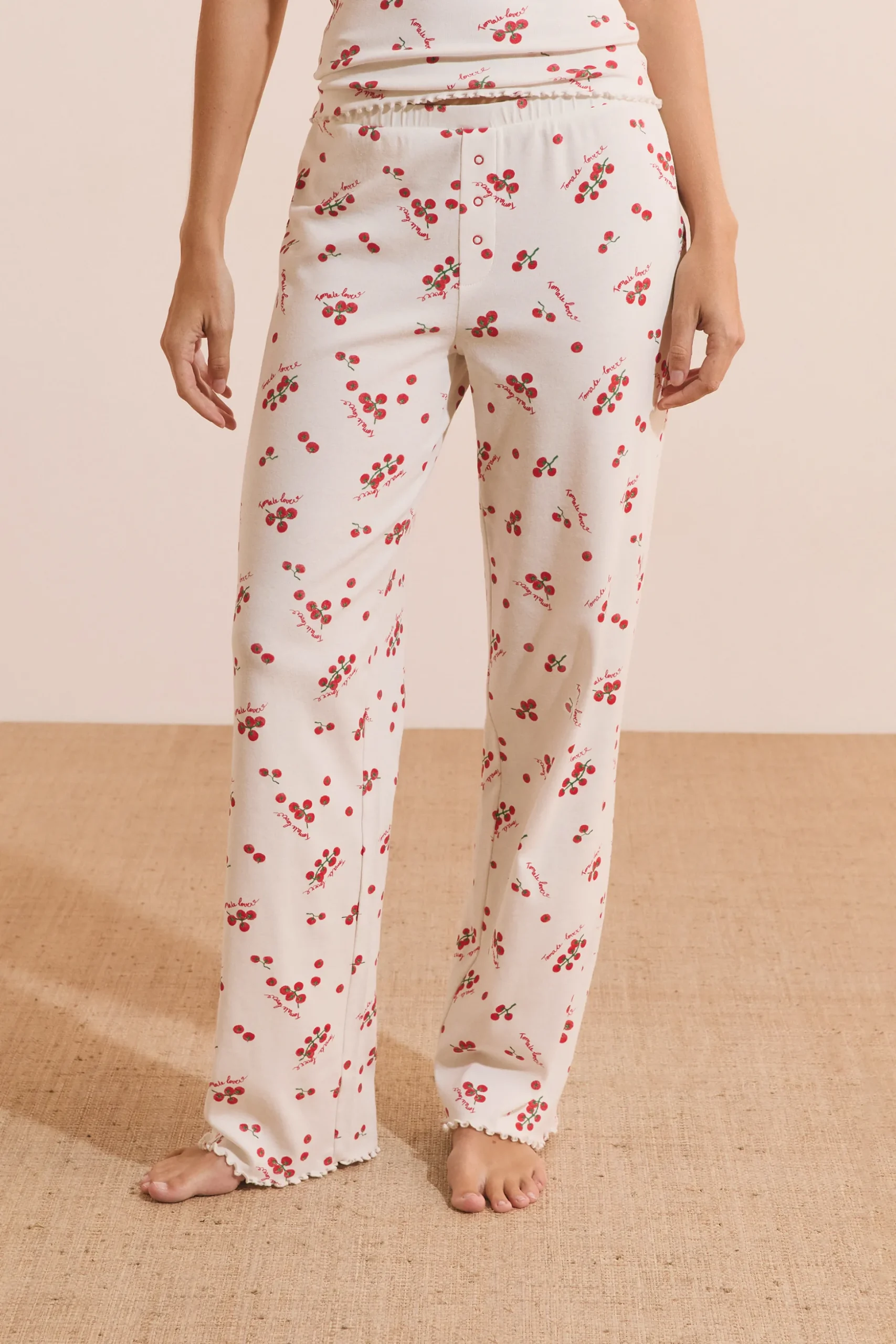 Pantalon de pyjama avec coton et motifs tomates