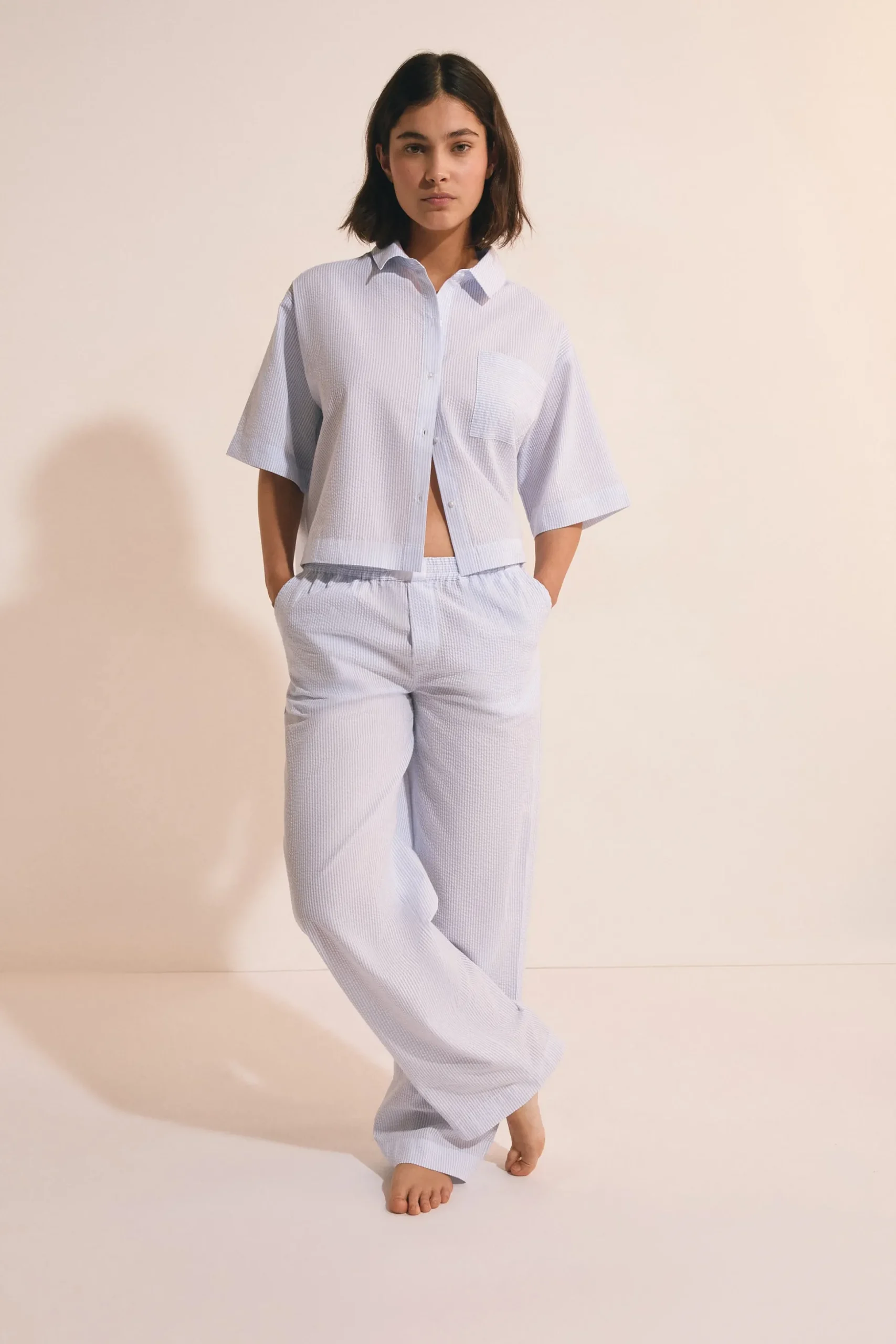 Pantalon de pyjama avec coton gaufré