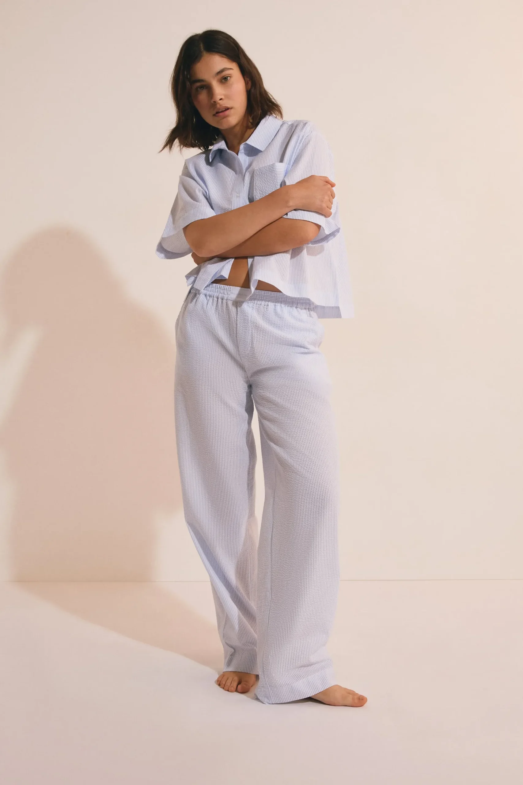 Pantalon de pyjama avec coton gaufré
