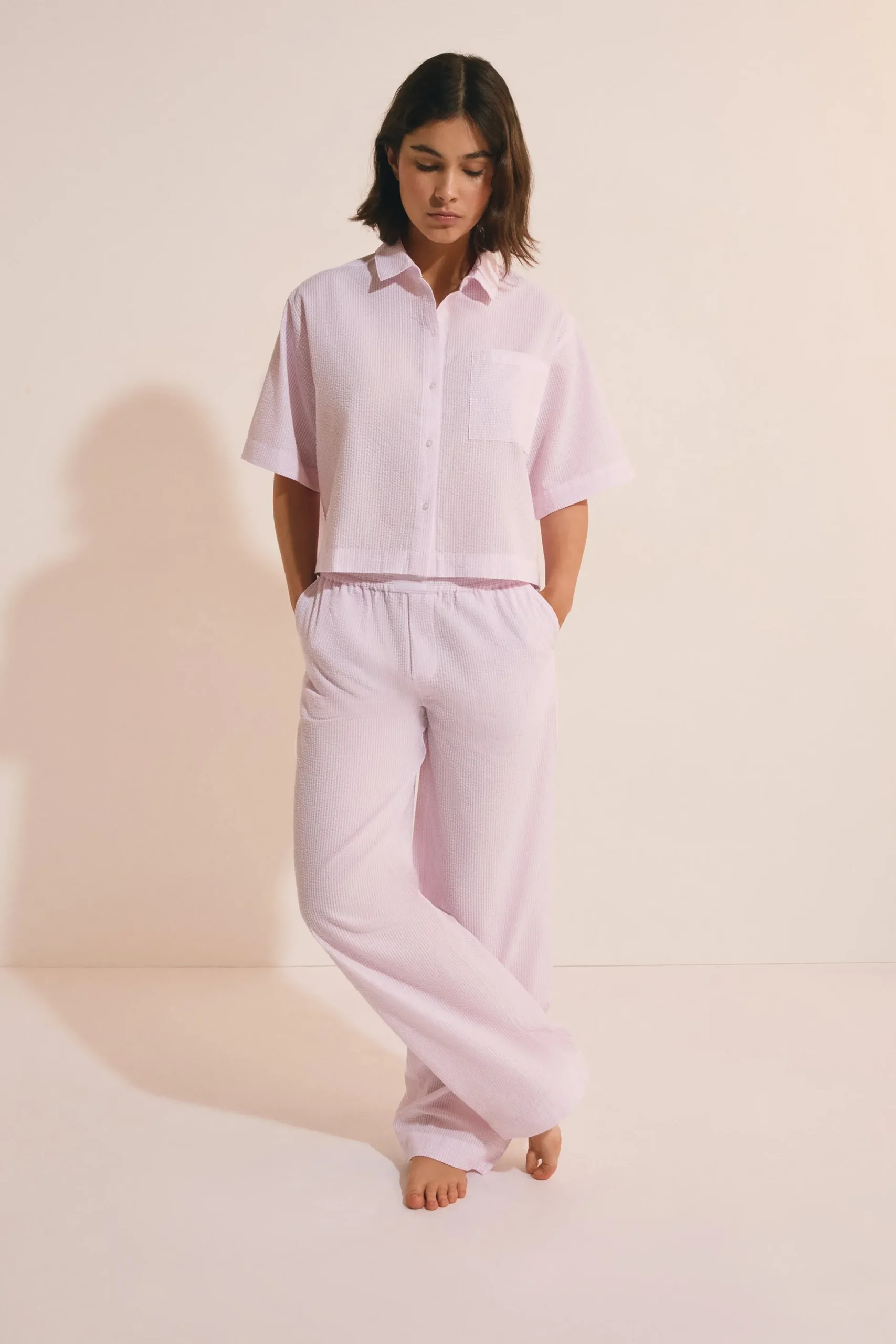 Pantalon de pyjama avec coton gaufré