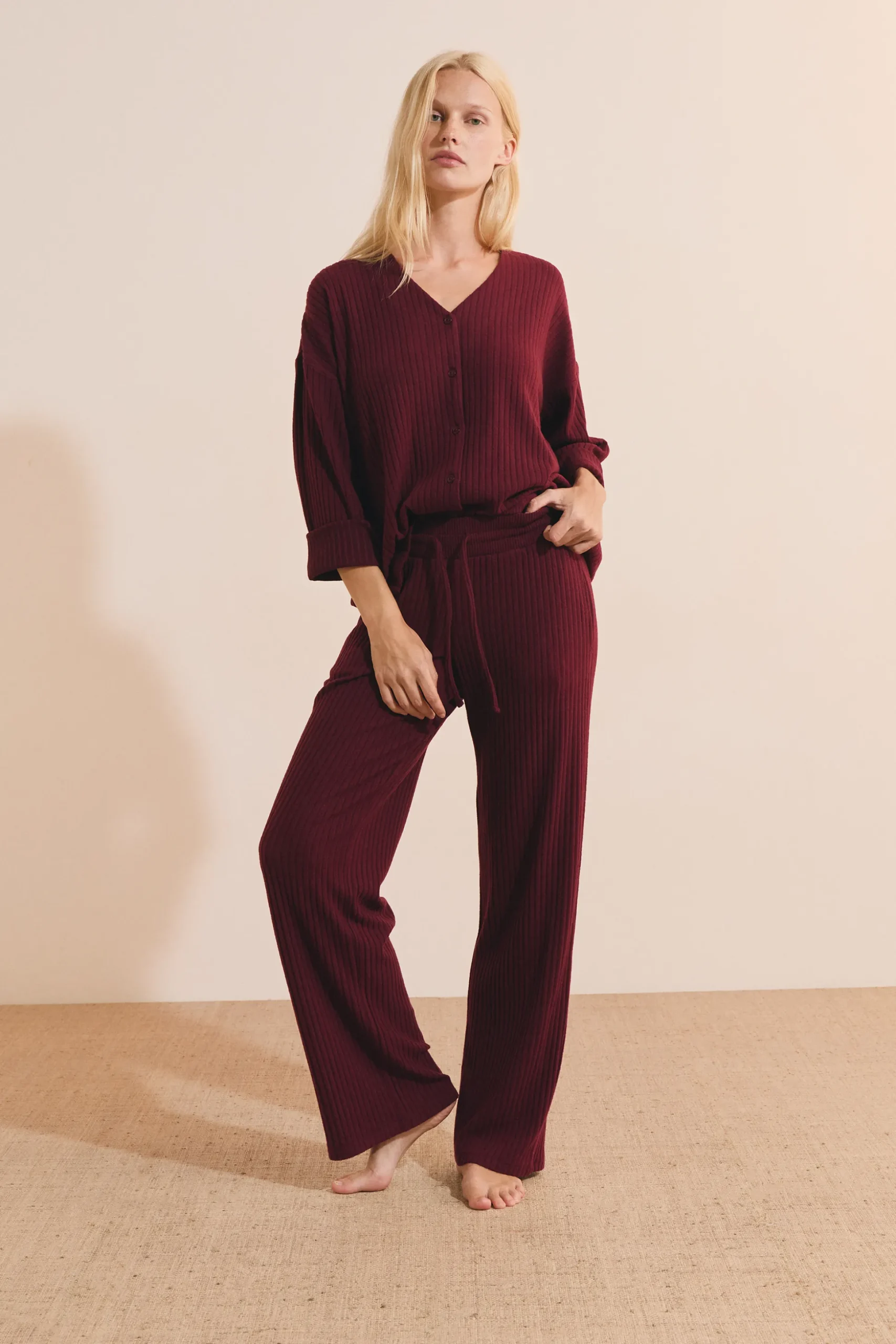 Pantalon de pyjama côtelé