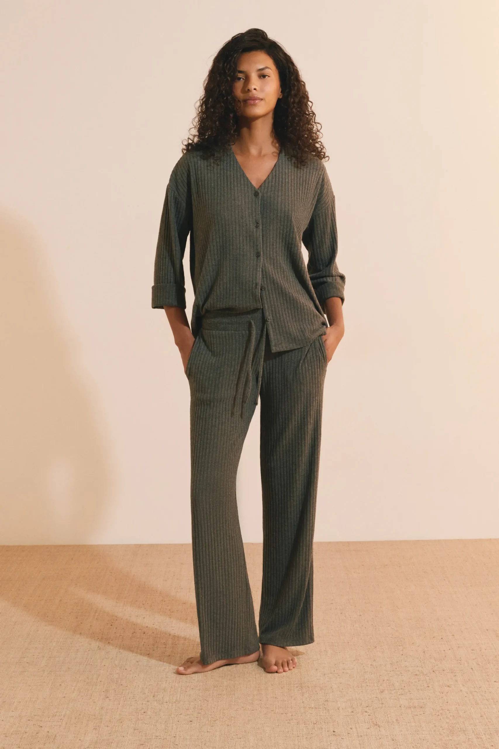Pantalon de pyjama côtelé