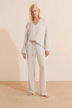 Pantalon de pyjama côtelé