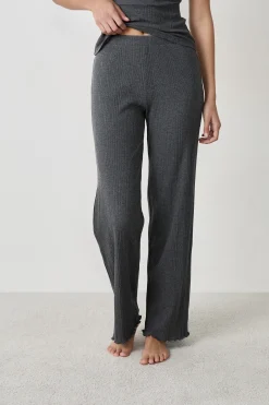 Pantalon de pyjama côtelé droit