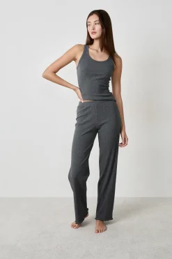 Pantalon de pyjama côtelé droit