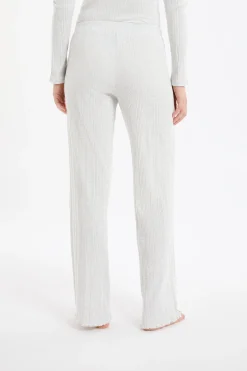 Pantalon de pyjama droit côtelé en coton