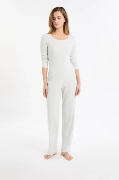 Pantalon de pyjama droit côtelé en coton