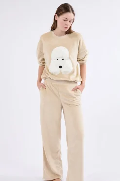 Pantalon de pyjama effet velours
