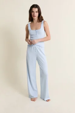 Pantalon de pyjama en coton en pointelle