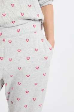 Pantalon de pyjama en coton à motifs coeurs