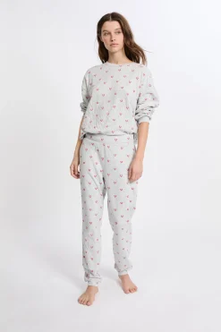 Pantalon de pyjama en coton à motifs coeurs
