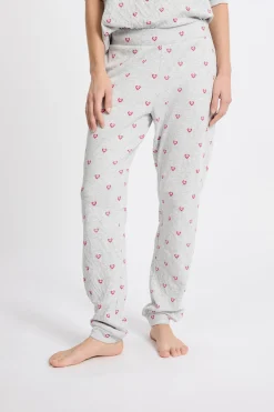 Pantalon de pyjama en coton à motifs coeurs