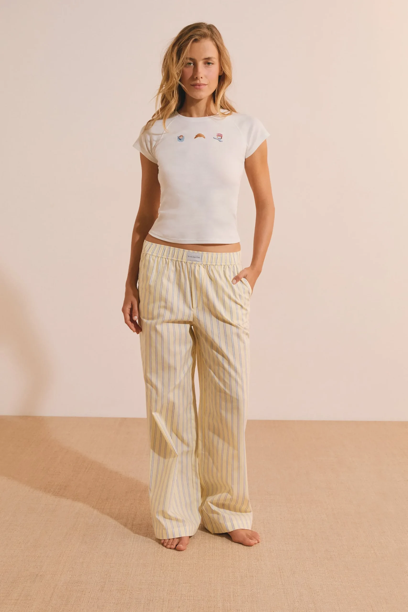 Pantalon de pyjama en coton à rayures