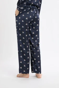 Pantalon de pyjama en satin à motifs chiens