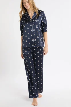 Pantalon de pyjama en satin à motifs chiens