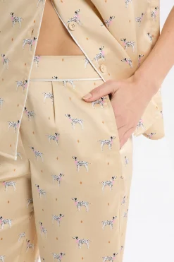 Pantalon de pyjama en satin à motifs dalmatiens
