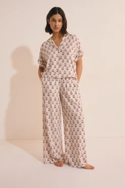 Pantalon de pyjama élastiqué à motifs