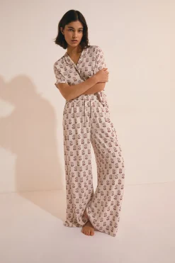 Pantalon de pyjama élastiqué à motifs
