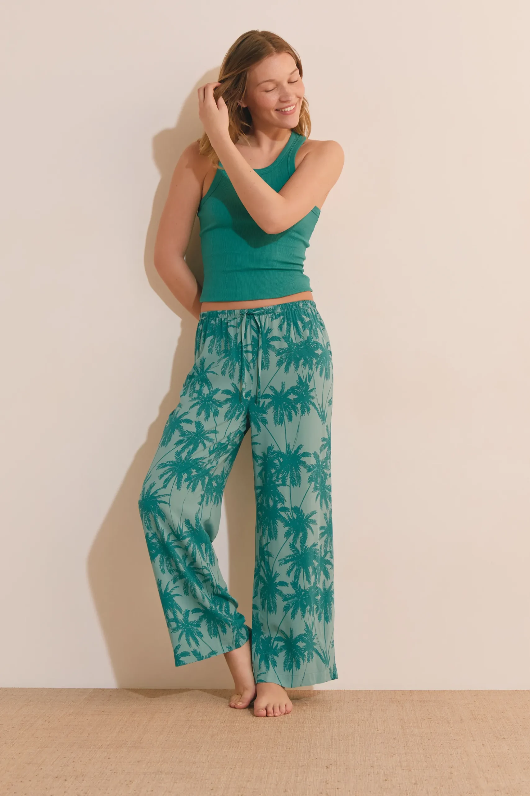 Pantalon de pyjama 7/8 à motifs