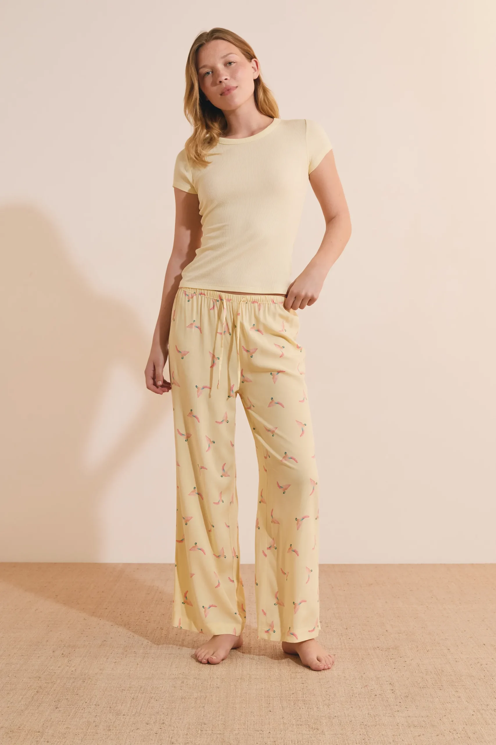 Pantalon de pyjama 7/8 à motifs