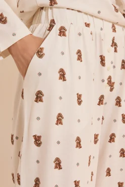 Pantalon de pyjama à motifs chiens en coton