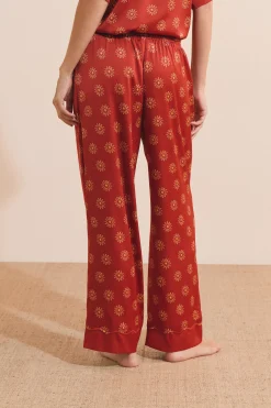 Pantalon de pyjama à motifs fleurs satiné
