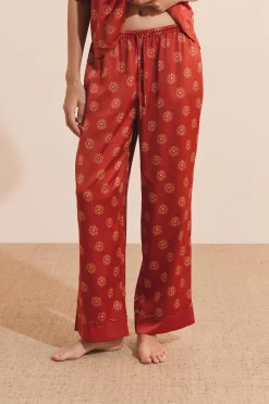 Pantalon de pyjama à motifs fleurs satiné