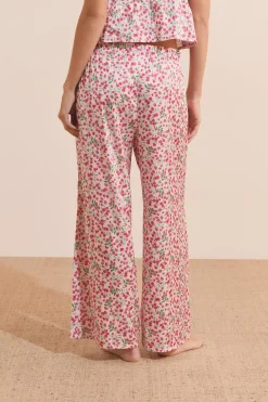 Pantalon de pyjama à motifs fleuris satiné