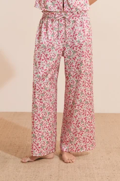 Pantalon de pyjama à motifs fleuris satiné