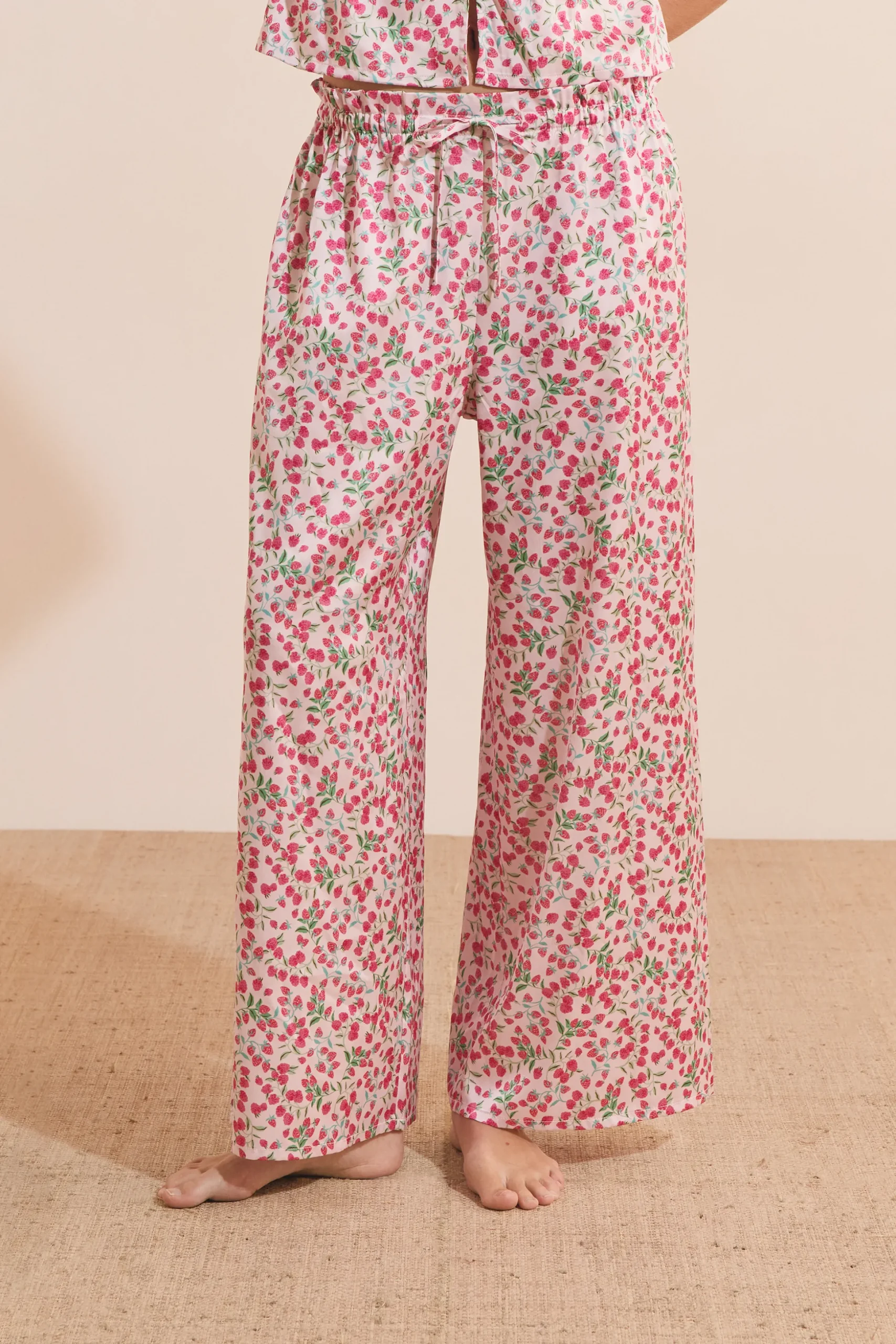 Pantalon de pyjama à motifs fleuris satiné