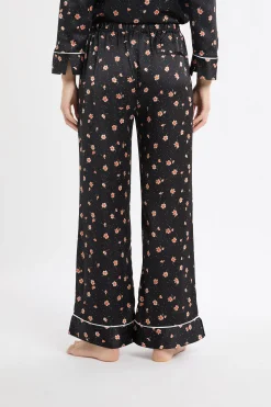 Pantalon de pyjama à motifs fleurs en satin