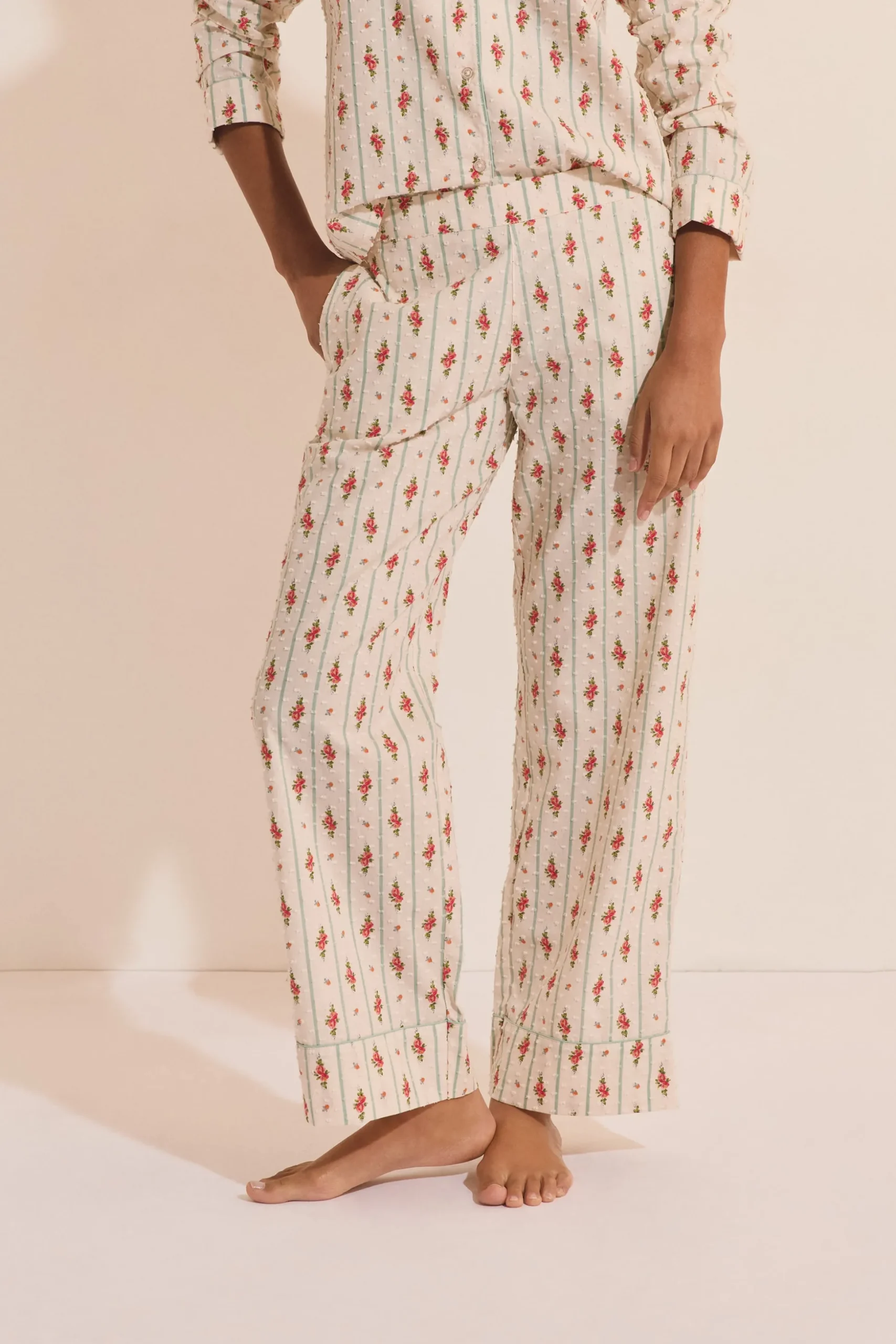 Pantalon de pyjama à motifs fleuris en coton