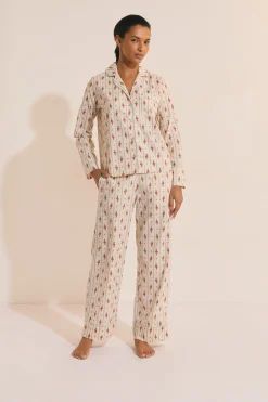 Pantalon de pyjama à motifs fleuris en coton