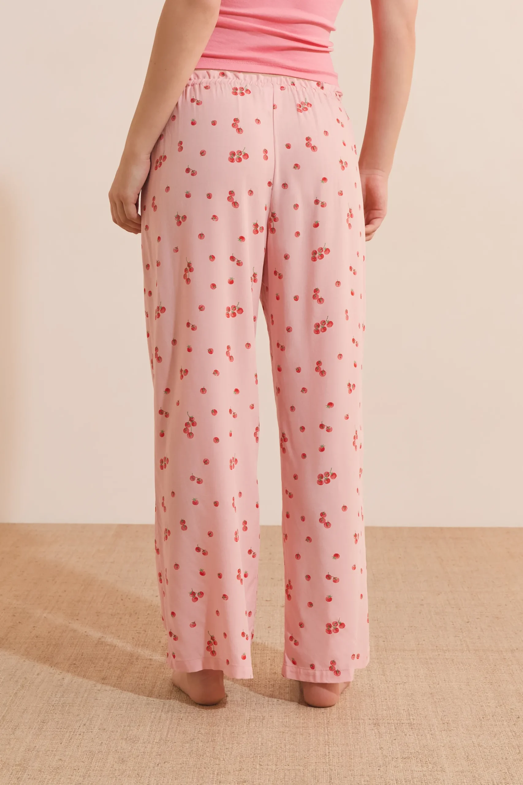 Pantalon de pyjama 7/8 à motifs tomates avec noeuds côté