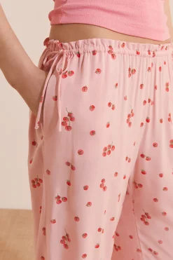 Pantalon de pyjama 7/8 à motifs tomates avec noeuds côté