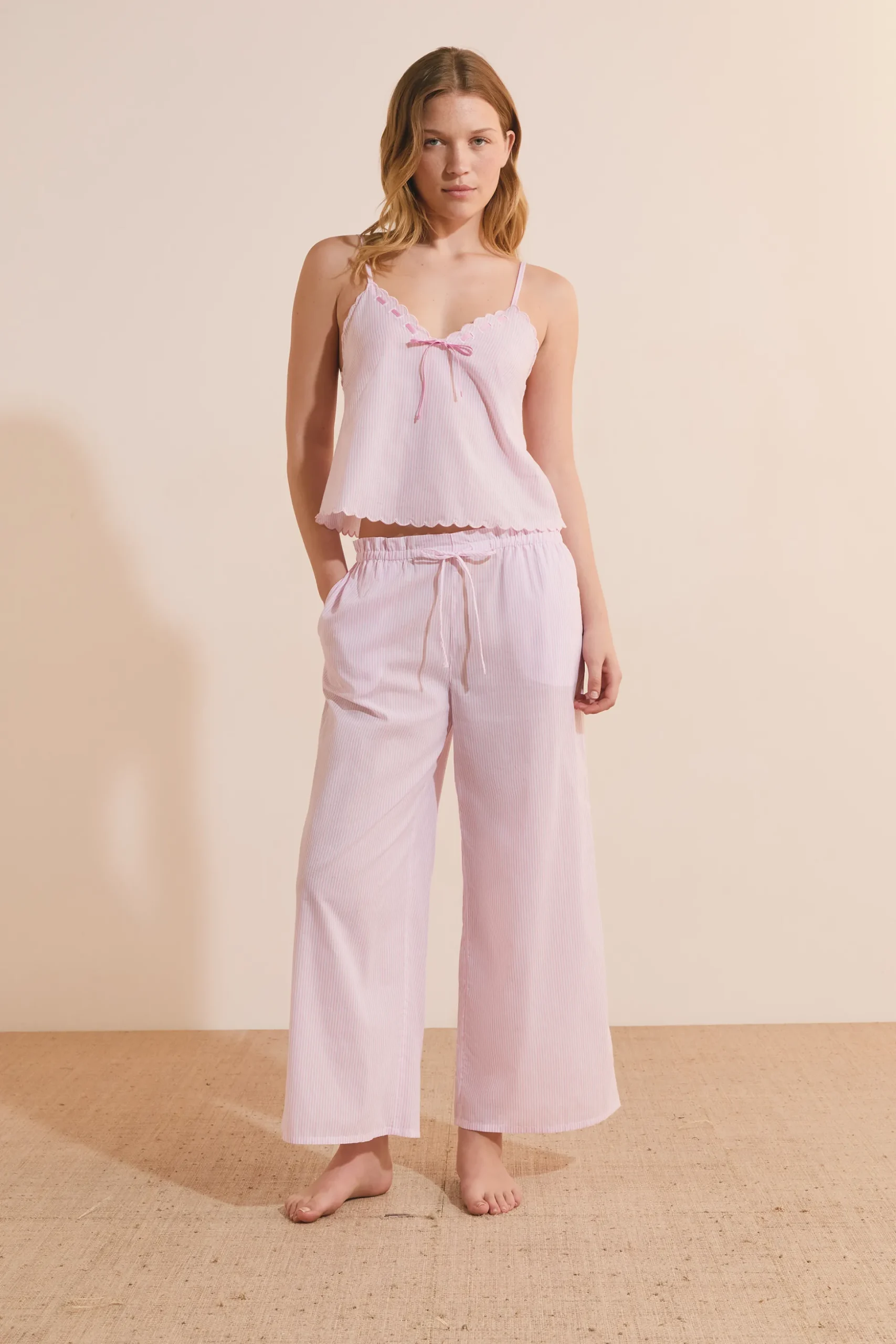 Pantalon de pyjama à rayures en coton